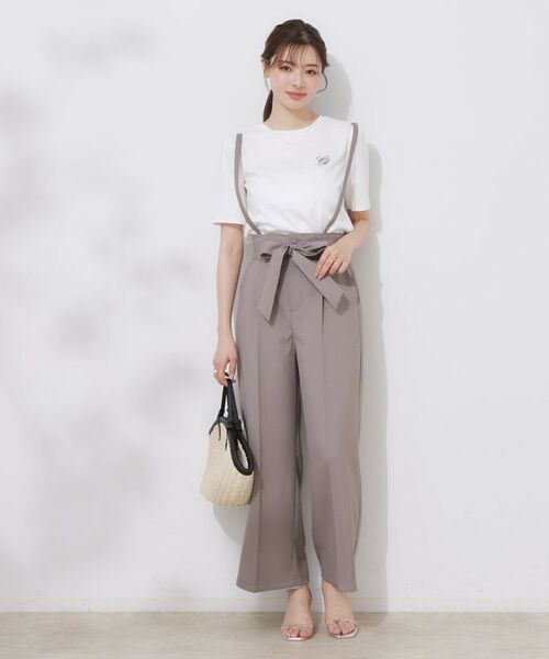 Couture Brooch / クチュールブローチ パンツ | 【美脚効果・通勤】リネンライク サス付きパンツ | 詳細15