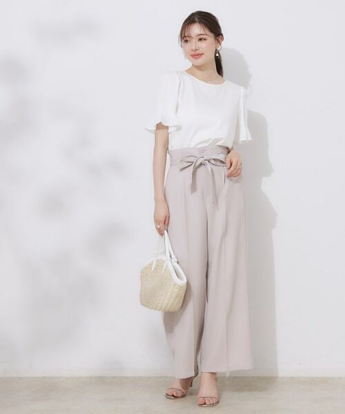 Couture Brooch / クチュールブローチ パンツ | 【美脚効果・通勤】リネンライク サス付きパンツ | 詳細2