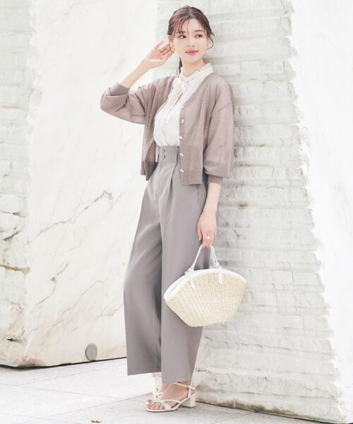 Couture Brooch / クチュールブローチ パンツ | 【美脚効果・通勤】リネンライク サス付きパンツ | 詳細21