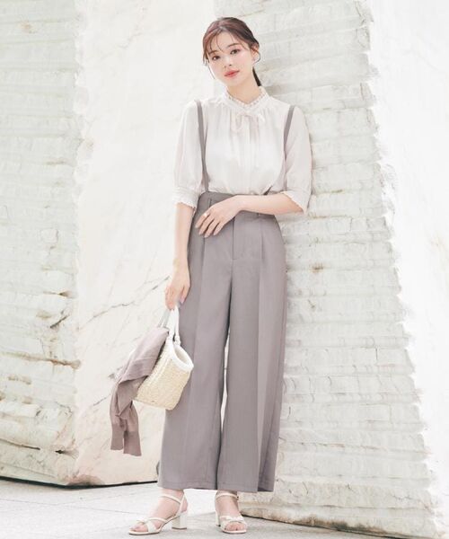 Couture Brooch / クチュールブローチ パンツ | 【美脚効果・通勤】リネンライク サス付きパンツ | 詳細22