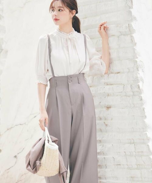 Couture Brooch / クチュールブローチ パンツ | 【美脚効果・通勤】リネンライク サス付きパンツ | 詳細23