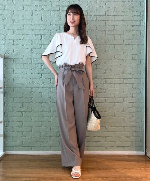 Couture Brooch / クチュールブローチ パンツ | 【美脚効果・通勤】リネンライク サス付きパンツ | 詳細24