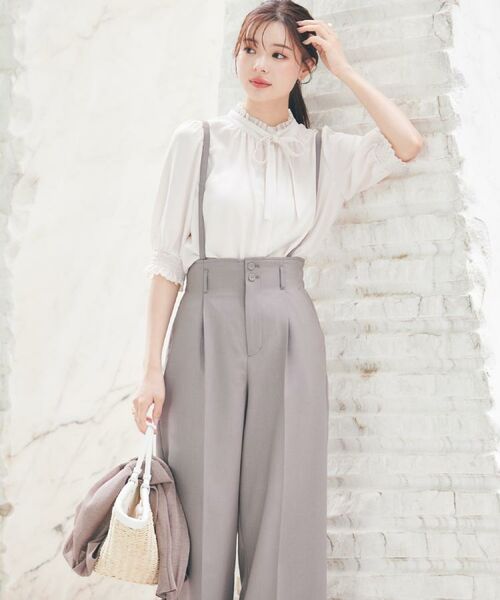 Couture Brooch / クチュールブローチ パンツ | 【美脚効果・通勤】リネンライク サス付きパンツ(トープ(054))