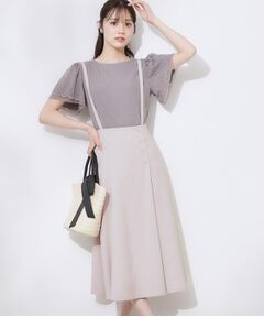 Couture Brooch / クチュールブローチ ミニ丈・ひざ丈ワンピース | 【2WAY・通勤・きれいめ】リネンライク サス付きスカート