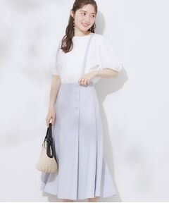 Couture Brooch / クチュールブローチ ミニ丈・ひざ丈ワンピース | 【2WAY・通勤・きれいめ】リネンライク サス付きスカート