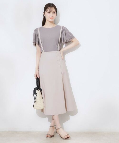 Couture Brooch / クチュールブローチ ミニ丈・ひざ丈ワンピース | 【2WAY・通勤・きれいめ】リネンライク サス付きスカート | 詳細1