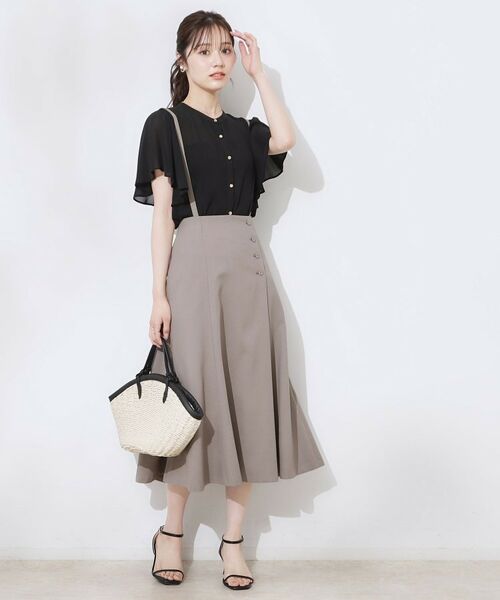 Couture Brooch / クチュールブローチ ミニ丈・ひざ丈ワンピース | 【2WAY・通勤・きれいめ】リネンライク サス付きスカート | 詳細13