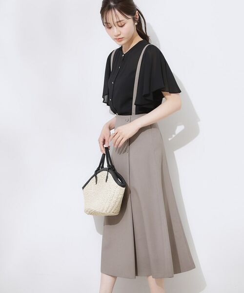 Couture Brooch / クチュールブローチ ミニ丈・ひざ丈ワンピース | 【2WAY・通勤・きれいめ】リネンライク サス付きスカート | 詳細18