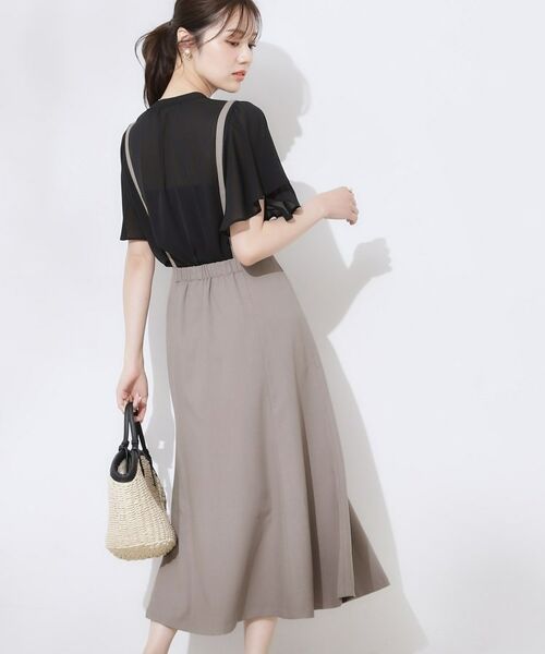 Couture Brooch / クチュールブローチ ミニ丈・ひざ丈ワンピース | 【2WAY・通勤・きれいめ】リネンライク サス付きスカート | 詳細19