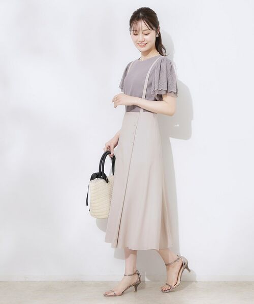 Couture Brooch / クチュールブローチ ミニ丈・ひざ丈ワンピース | 【2WAY・通勤・きれいめ】リネンライク サス付きスカート | 詳細2