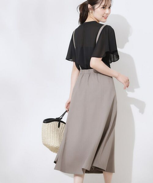 Couture Brooch / クチュールブローチ ミニ丈・ひざ丈ワンピース | 【2WAY・通勤・きれいめ】リネンライク サス付きスカート | 詳細20