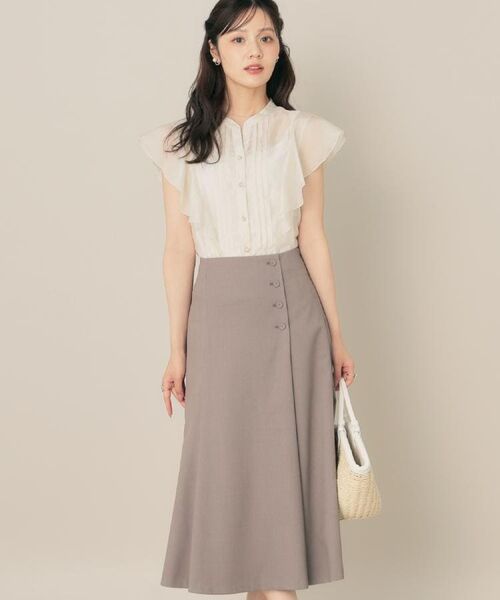 Couture Brooch / クチュールブローチ ミニ丈・ひざ丈ワンピース | 【2WAY・通勤・きれいめ】リネンライク サス付きスカート | 詳細21