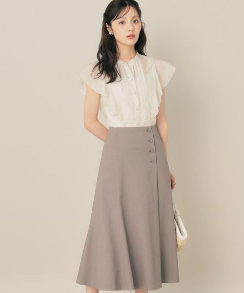 Couture Brooch / クチュールブローチ ミニ丈・ひざ丈ワンピース | 【2WAY・通勤・きれいめ】リネンライク サス付きスカート | 詳細22