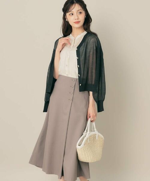 Couture Brooch / クチュールブローチ ミニ丈・ひざ丈ワンピース | 【2WAY・通勤・きれいめ】リネンライク サス付きスカート | 詳細23