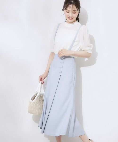 Couture Brooch / クチュールブローチ ミニ丈・ひざ丈ワンピース | 【2WAY・通勤・きれいめ】リネンライク サス付きスカート | 詳細25