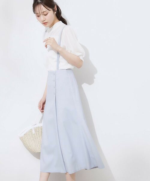 Couture Brooch / クチュールブローチ ミニ丈・ひざ丈ワンピース | 【2WAY・通勤・きれいめ】リネンライク サス付きスカート | 詳細26