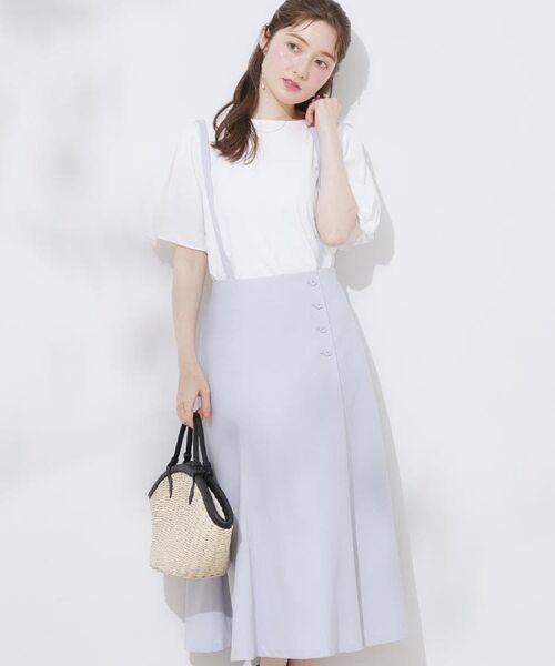 Couture Brooch / クチュールブローチ ミニ丈・ひざ丈ワンピース | 【2WAY・通勤・きれいめ】リネンライク サス付きスカート | 詳細29
