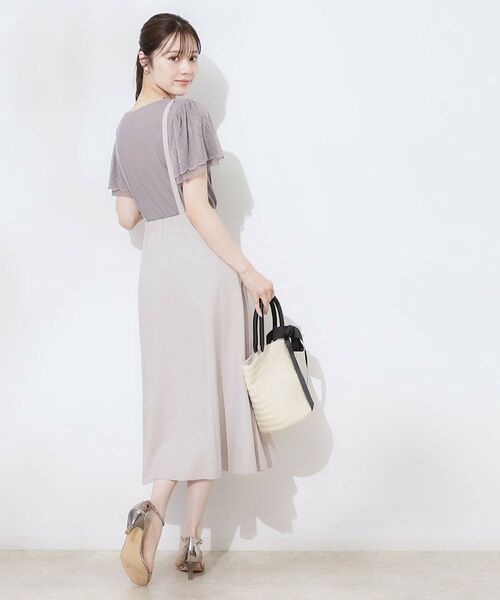 Couture Brooch / クチュールブローチ ミニ丈・ひざ丈ワンピース | 【2WAY・通勤・きれいめ】リネンライク サス付きスカート | 詳細3