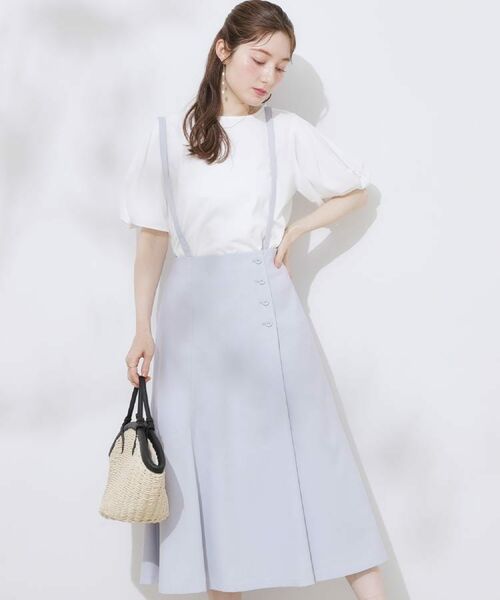 Couture Brooch / クチュールブローチ ミニ丈・ひざ丈ワンピース | 【2WAY・通勤・きれいめ】リネンライク サス付きスカート | 詳細30