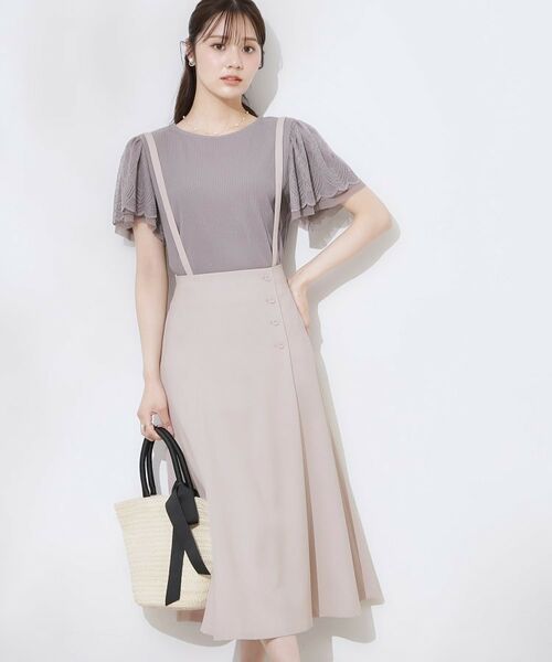 Couture Brooch / クチュールブローチ ミニ丈・ひざ丈ワンピース | 【2WAY・通勤・きれいめ】リネンライク サス付きスカート | 詳細5