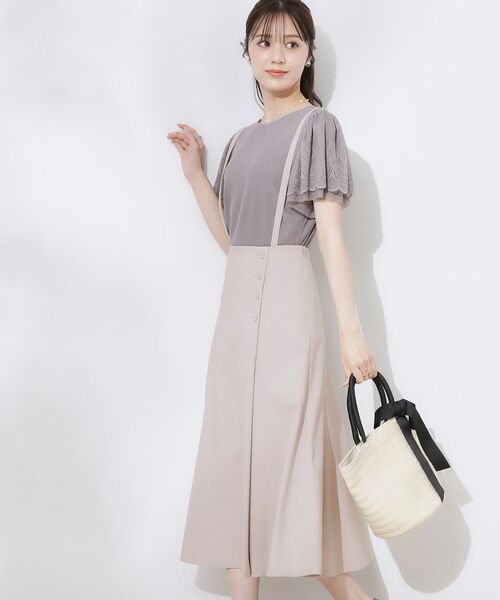 Couture Brooch / クチュールブローチ ミニ丈・ひざ丈ワンピース | 【2WAY・通勤・きれいめ】リネンライク サス付きスカート | 詳細6