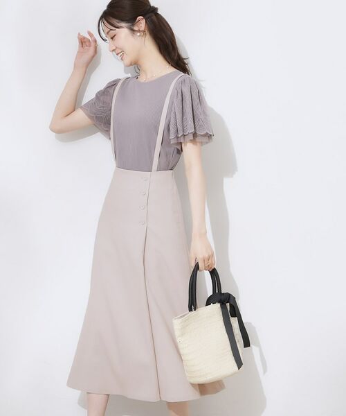 Couture Brooch / クチュールブローチ ミニ丈・ひざ丈ワンピース | 【2WAY・通勤・きれいめ】リネンライク サス付きスカート | 詳細7