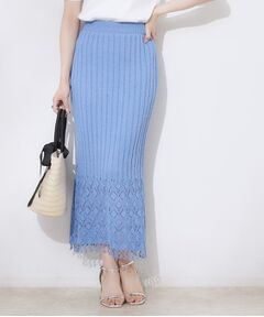 Couture Brooch / クチュールブローチ ロング・マキシ丈スカート | 透かし編みフリンジニットスカート