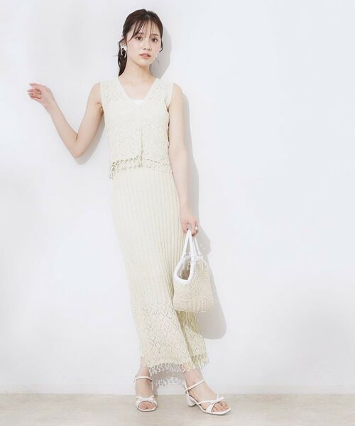 Couture Brooch / クチュールブローチ ロング・マキシ丈スカート | 透かし編みフリンジニットスカート | 詳細11