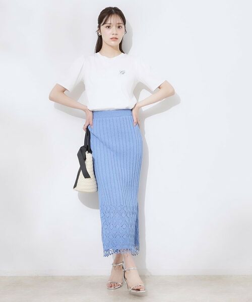 Couture Brooch / クチュールブローチ ロング・マキシ丈スカート | 透かし編みフリンジニットスカート | 詳細18