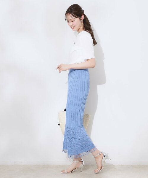 Couture Brooch / クチュールブローチ ロング・マキシ丈スカート | 透かし編みフリンジニットスカート | 詳細19