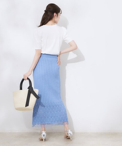 Couture Brooch / クチュールブローチ ロング・マキシ丈スカート | 透かし編みフリンジニットスカート | 詳細20