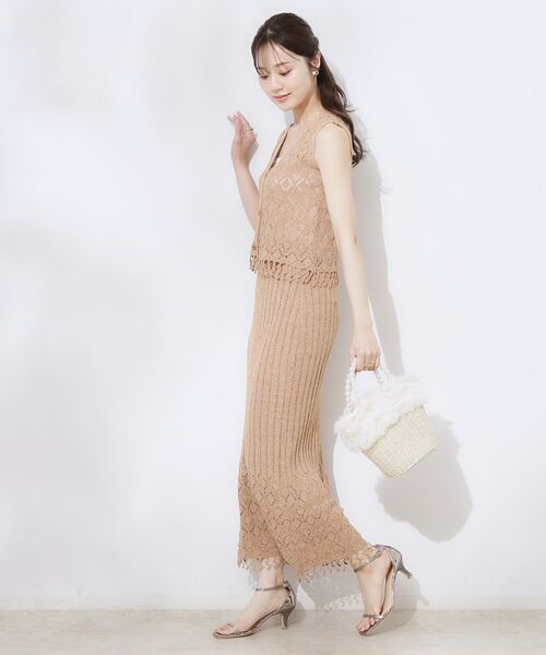 Couture Brooch / クチュールブローチ ロング・マキシ丈スカート | 透かし編みフリンジニットスカート | 詳細5