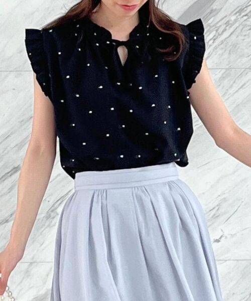 Couture Brooch / クチュールブローチ シャツ・ブラウス | 【マシンウォッシャブル】ドット刺繍リボンデザインブラウス | 詳細13