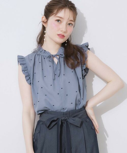 Couture Brooch / クチュールブローチ シャツ・ブラウス | 【マシンウォッシャブル】ドット刺繍リボンデザインブラウス | 詳細17