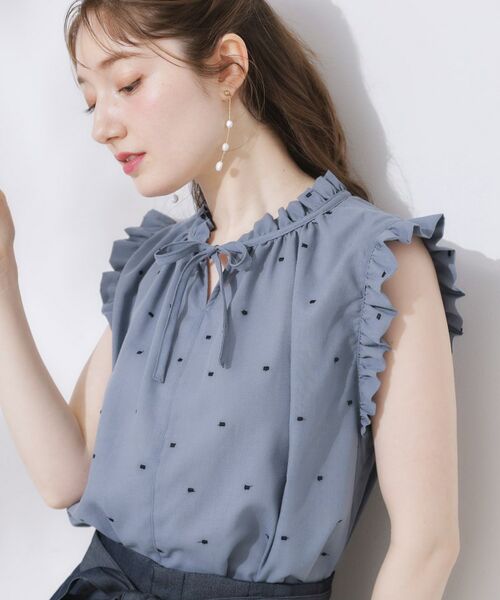 Couture Brooch / クチュールブローチ シャツ・ブラウス | 【マシンウォッシャブル】ドット刺繍リボンデザインブラウス | 詳細18