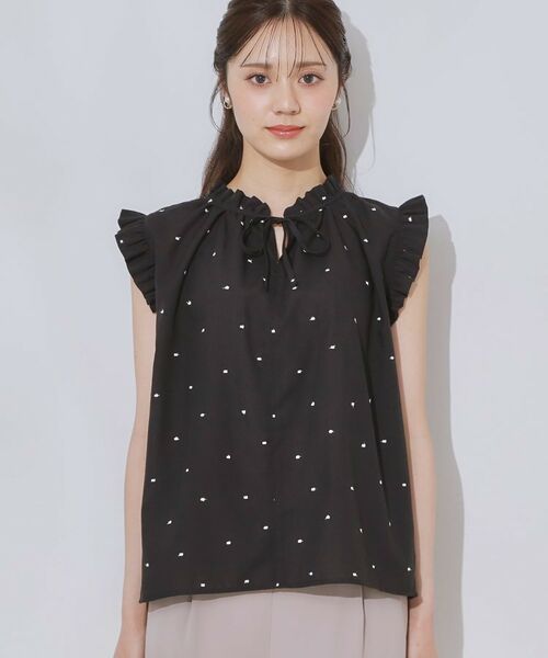 Couture Brooch / クチュールブローチ シャツ・ブラウス | 【マシンウォッシャブル】ドット刺繍リボンデザインブラウス | 詳細26