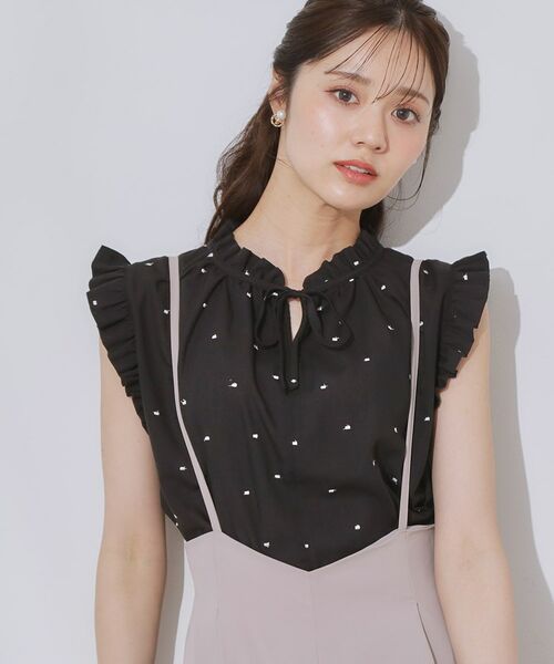 Couture Brooch / クチュールブローチ シャツ・ブラウス | 【マシンウォッシャブル】ドット刺繍リボンデザインブラウス | 詳細4