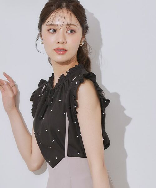 Couture Brooch / クチュールブローチ シャツ・ブラウス | 【マシンウォッシャブル】ドット刺繍リボンデザインブラウス | 詳細5