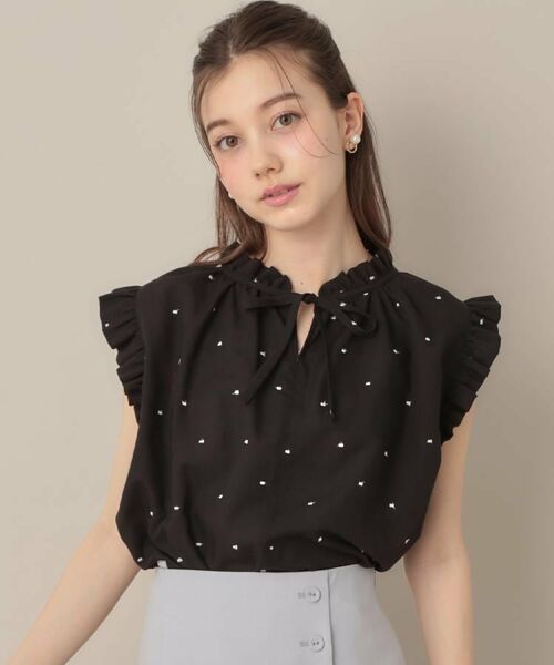Couture Brooch / クチュールブローチ シャツ・ブラウス | 【マシンウォッシャブル】ドット刺繍リボンデザインブラウス | 詳細9