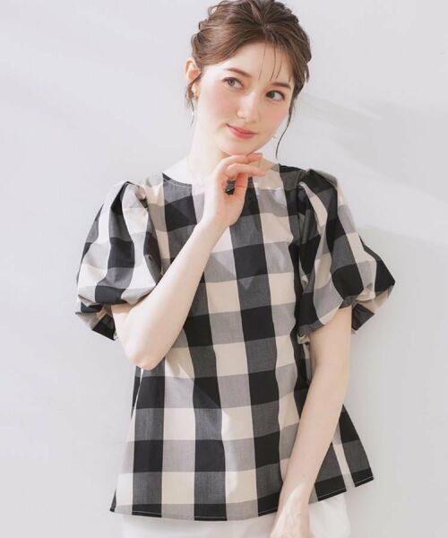 Couture Brooch / クチュールブローチ シャツ・ブラウス | 【マシンウォッシャブル・二の腕カバー】ブロックチェックブラウス | 詳細11
