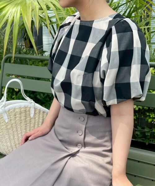 Couture Brooch / クチュールブローチ シャツ・ブラウス | 【マシンウォッシャブル・二の腕カバー】ブロックチェックブラウス | 詳細15