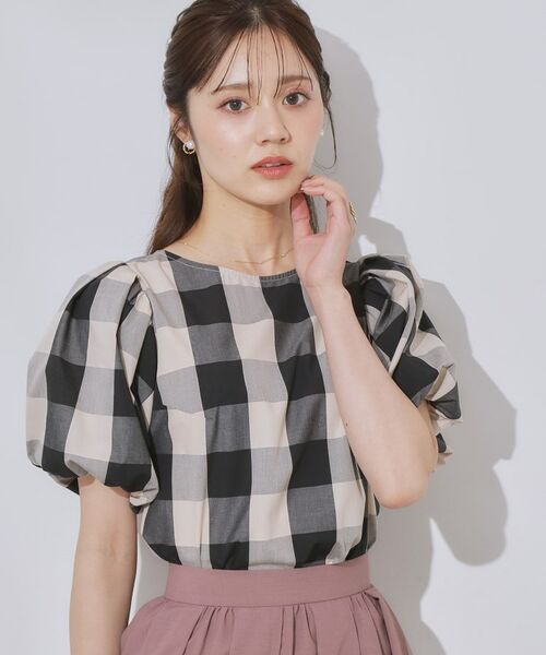 Couture Brooch / クチュールブローチ シャツ・ブラウス | 【マシンウォッシャブル・二の腕カバー】ブロックチェックブラウス | 詳細4