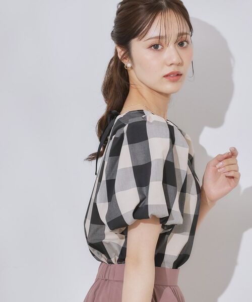 Couture Brooch / クチュールブローチ シャツ・ブラウス | 【マシンウォッシャブル・二の腕カバー】ブロックチェックブラウス | 詳細5