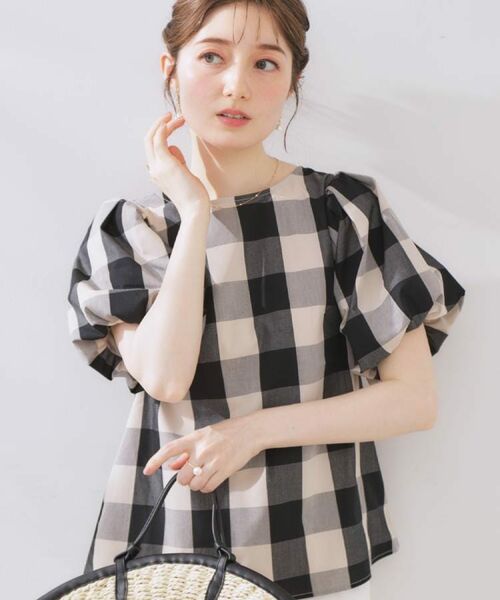 Couture Brooch / クチュールブローチ シャツ・ブラウス | 【マシンウォッシャブル・二の腕カバー】ブロックチェックブラウス | 詳細9
