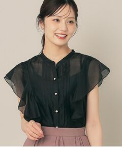 Couture Brooch / クチュールブローチ シャツ・ブラウス | 【洗える・オシャレな透け感】タックデザインフレア袖シアーブラウス