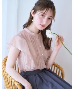 Couture Brooch / クチュールブローチ シャツ・ブラウス | 【洗える・オシャレな透け感】タックデザインフレア袖シアーブラウス