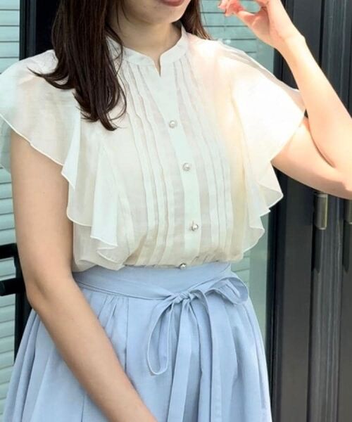 Couture Brooch / クチュールブローチ シャツ・ブラウス | 【洗える・オシャレな透け感】タックデザインフレア袖シアーブラウス | 詳細14