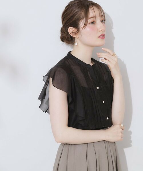 Couture Brooch / クチュールブローチ シャツ・ブラウス | 【洗える・オシャレな透け感】タックデザインフレア袖シアーブラウス | 詳細18