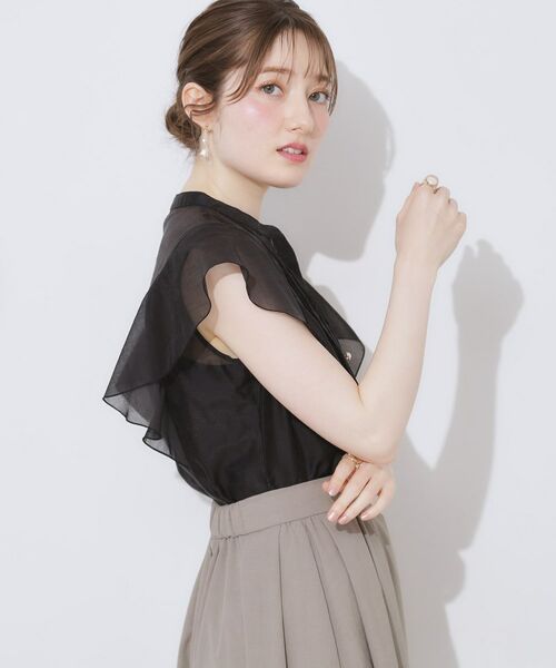 Couture Brooch / クチュールブローチ シャツ・ブラウス | 【洗える・オシャレな透け感】タックデザインフレア袖シアーブラウス | 詳細19