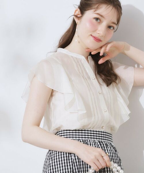 Couture Brooch / クチュールブローチ シャツ・ブラウス | 【洗える・オシャレな透け感】タックデザインフレア袖シアーブラウス | 詳細4